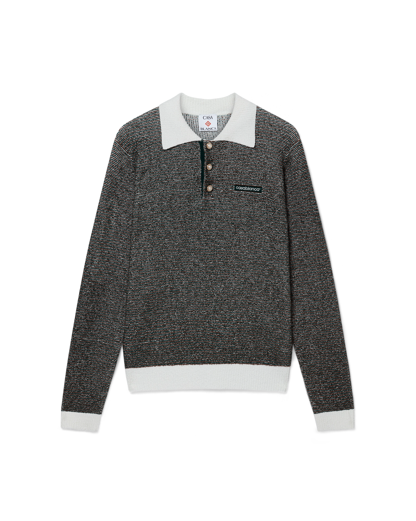 Boucle Stripe Long Sleeve Polo Shirt