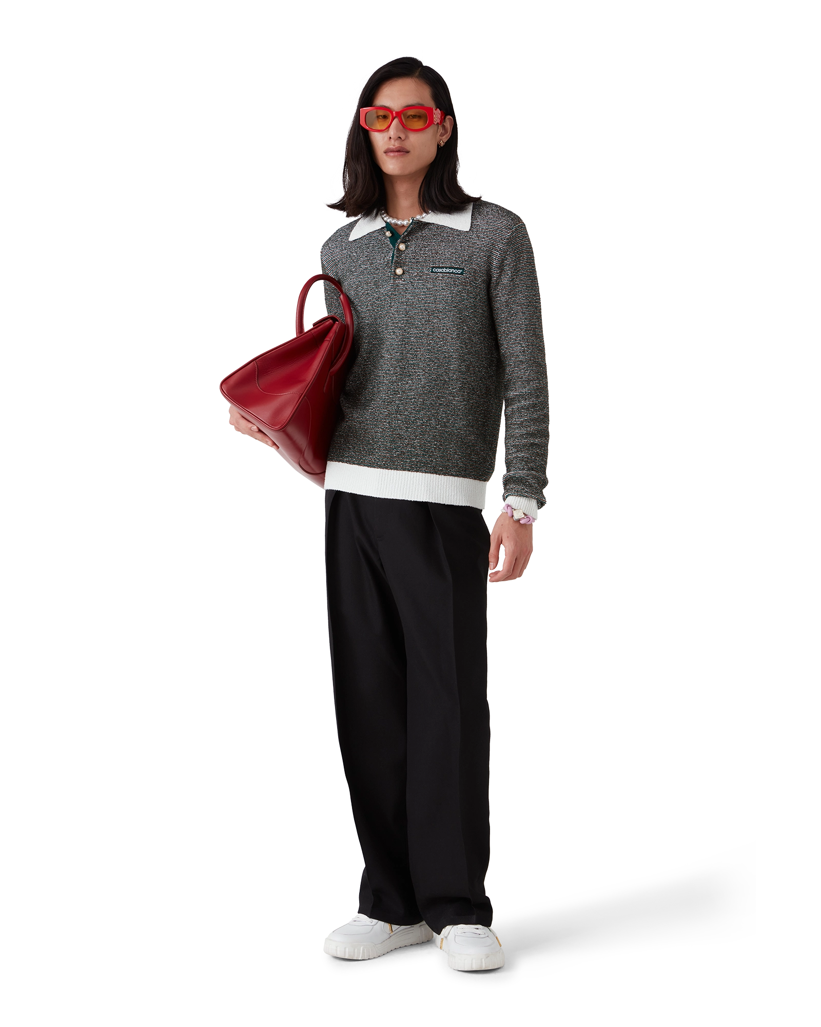 Boucle Stripe Long Sleeve Polo Shirt - Image 2