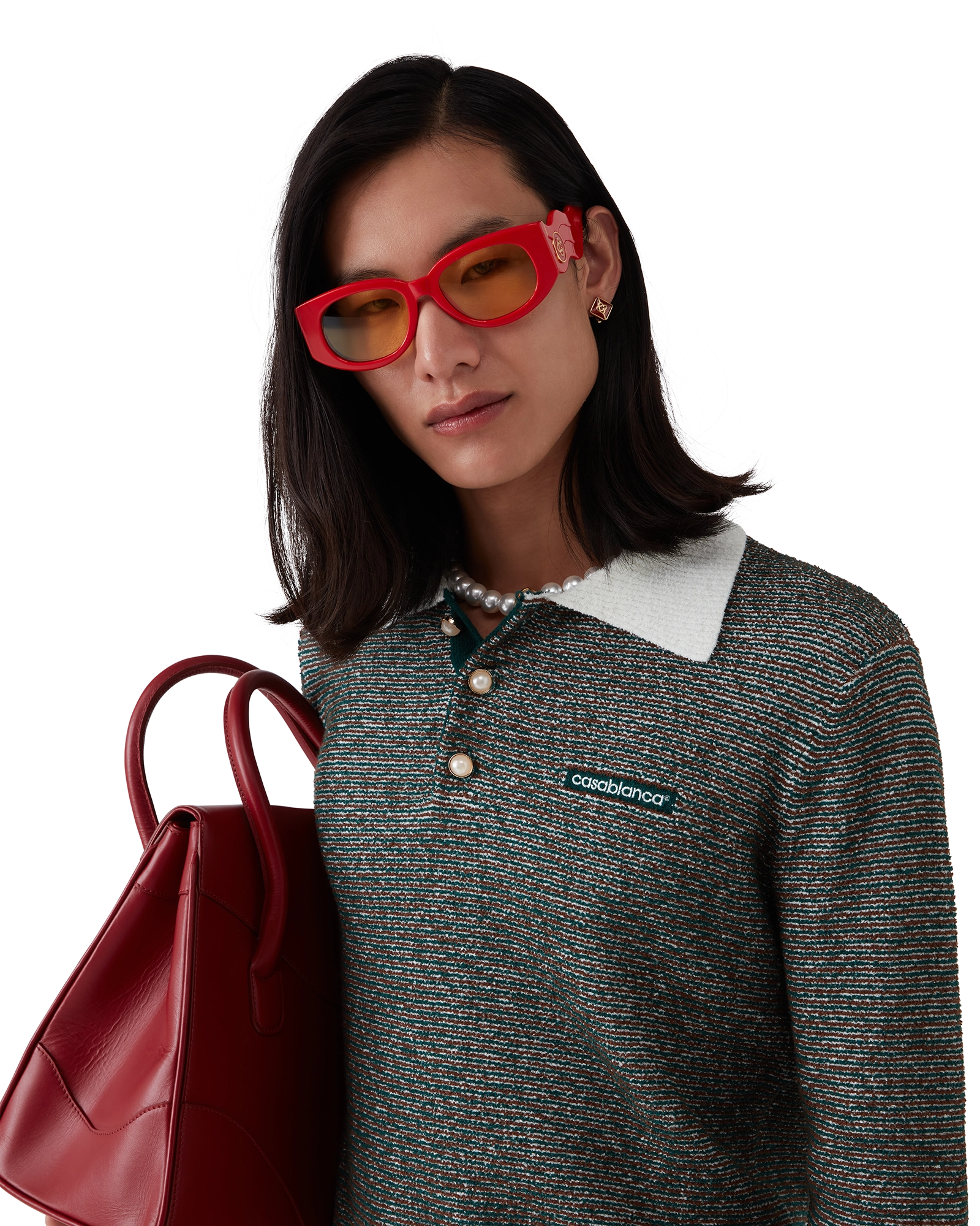 Boucle Stripe Long Sleeve Polo Shirt - Image 4