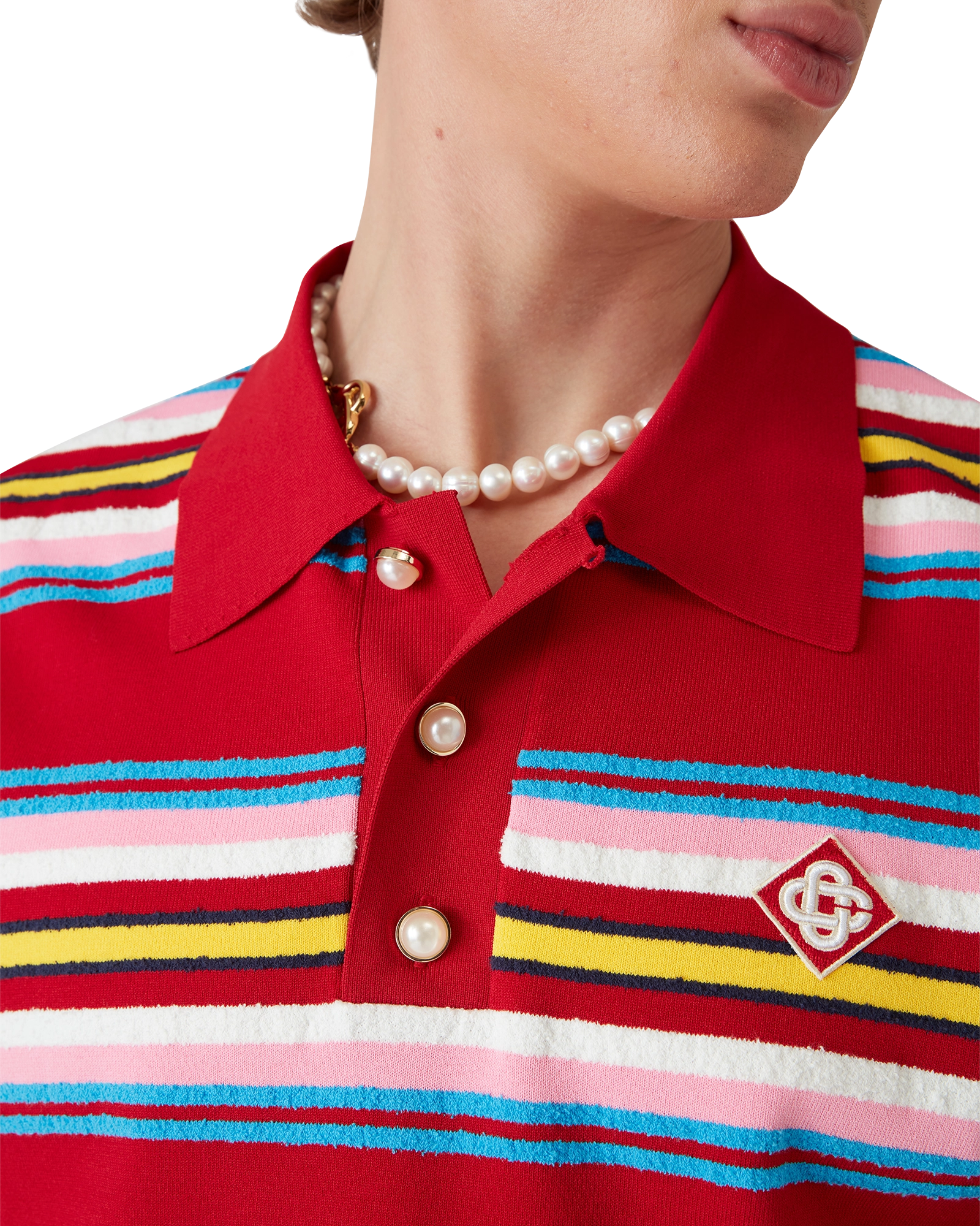 Stripe Oversized Polo Shirt - Image 4