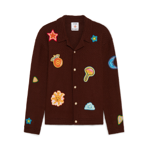 Motif Long Sleeve Crochet Shirt