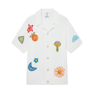 Motif Short Sleeve Crochet Shirt