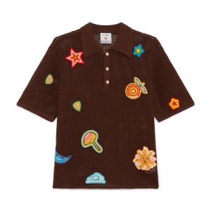 Motif Crochet Polo Shirt
