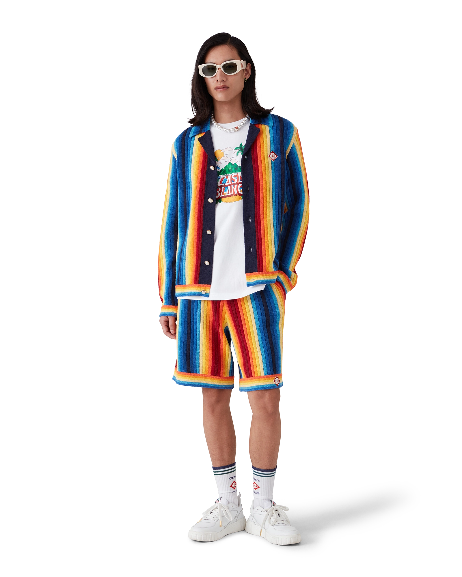 Gradient Stripe Towelling Shorts - Image 2