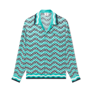 Monogram Wave Long Sleeve Silk Shirt