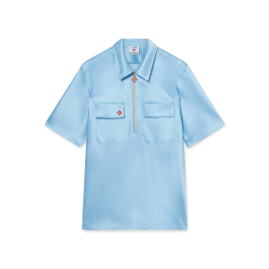Satin Quarter Short Sleeve Zip Shirt