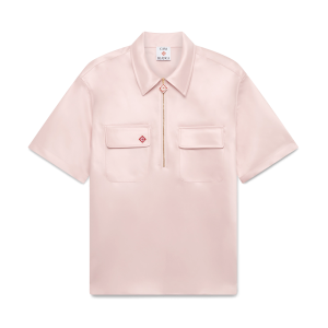 Satin Quarter Short Sleeve Zip Shirt