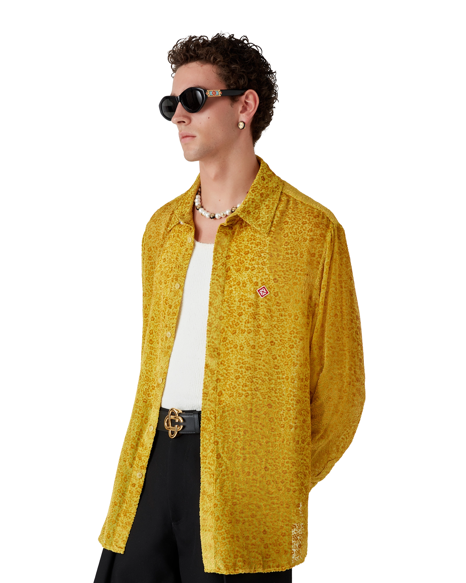 Floral Devoré Long Sleeve Silk Shirt - Image 4