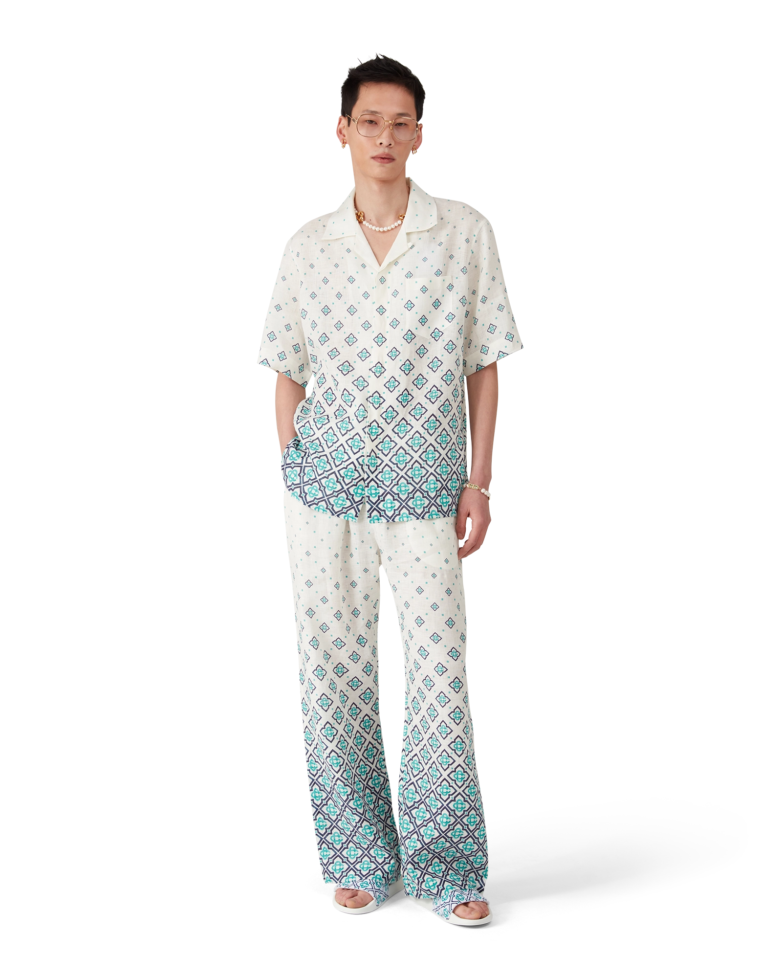 Gradient Monogram Linen Trousers - Image 2