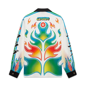 Flame Laurel  Long Sleeve Silk Twill Shirt