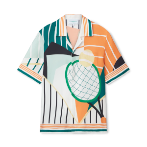 Court Abstrait Short Sleeve Silk Shirt