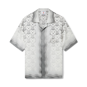 Gradient Heart Monogram Short Sleeve Silk Shirt