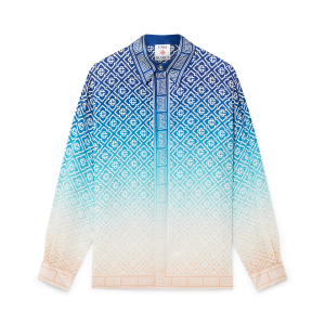 Jacquard Gradient Silk Long Sleeve Shirt