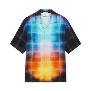 Gradient Check Viscose Blend Short Sleeve Shirt