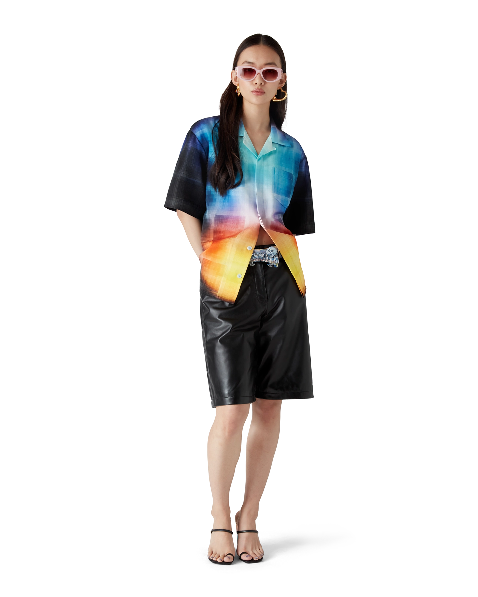 Gradient Check Viscose Blend Short Sleeve Shirt - Image 2
