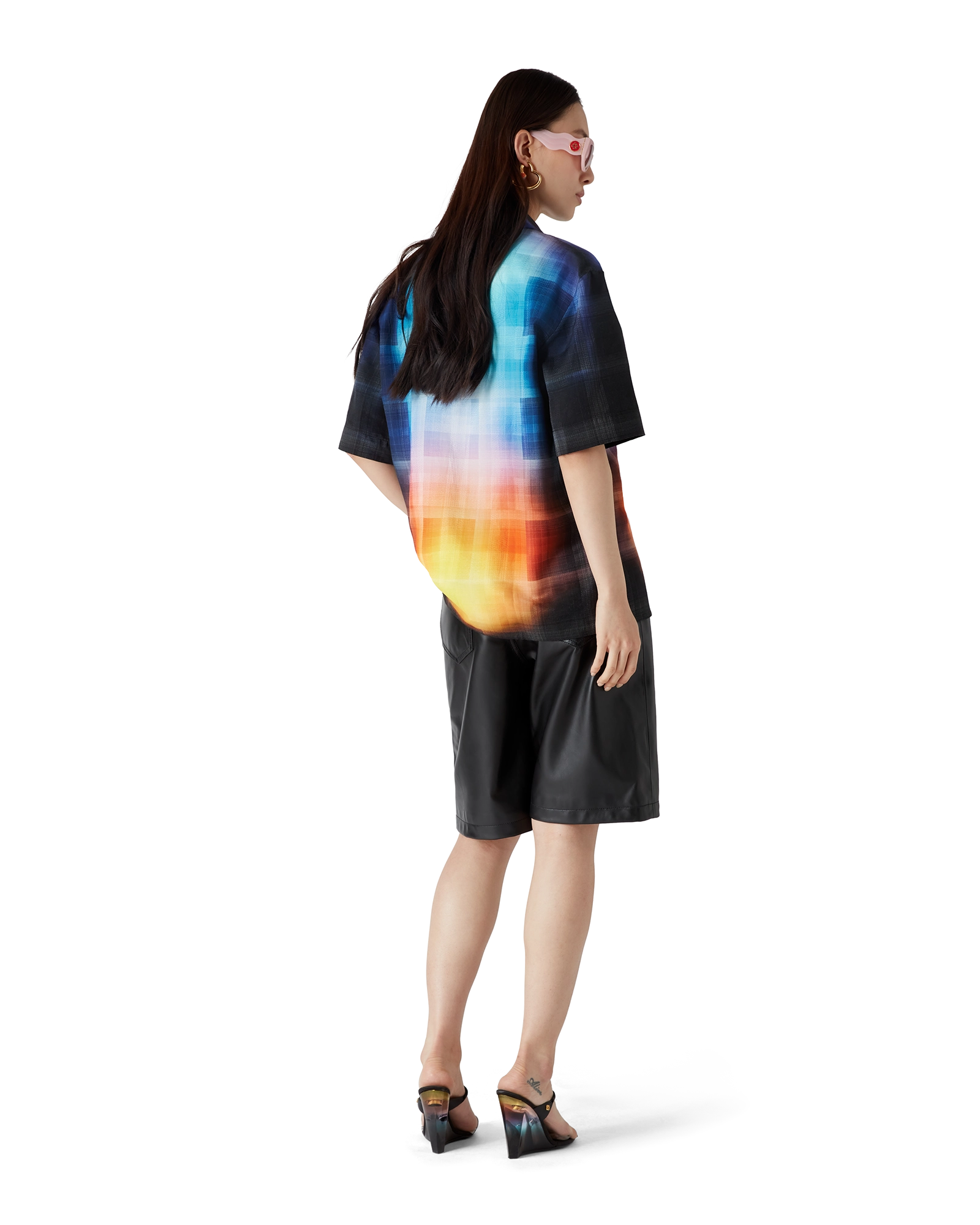 Gradient Check Viscose Blend Short Sleeve Shirt - Image 3