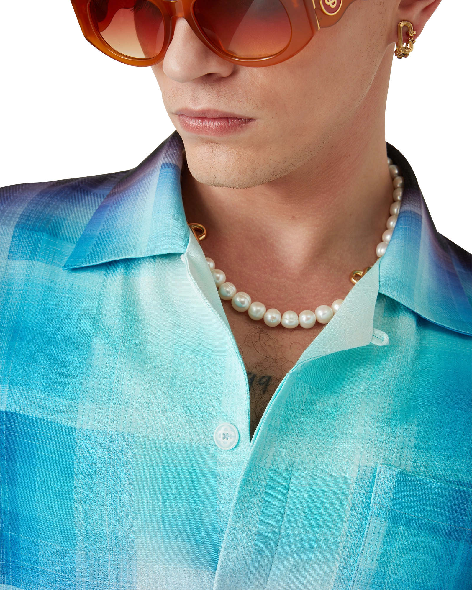 Gradient Check Viscose Blend Short Sleeve Shirt - Image 9