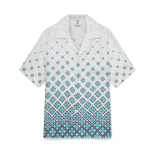 Gradient Monogram Short-Sleeve Silk Shirt