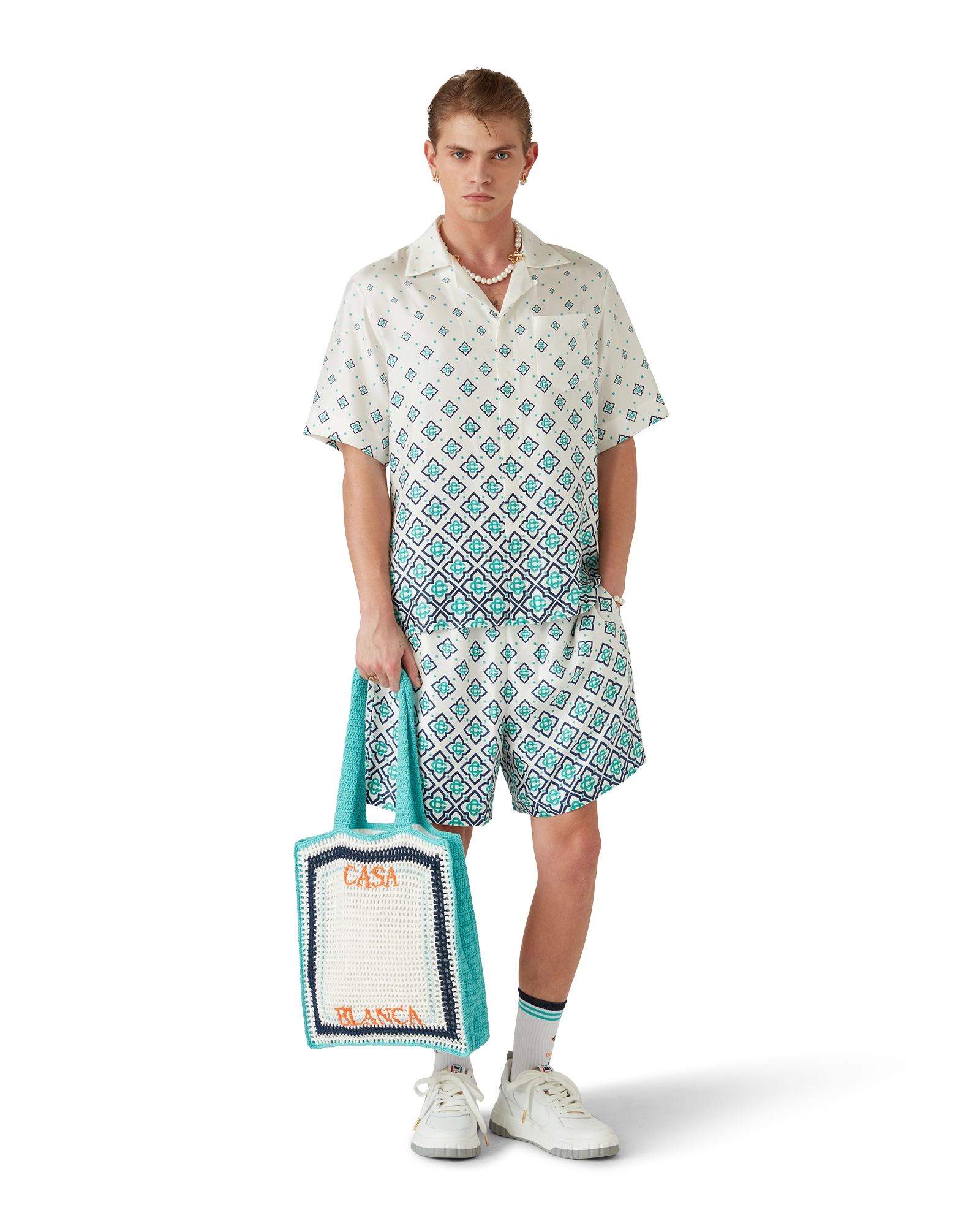 Gradient Monogram Short-Sleeve Silk Shirt - Image 7