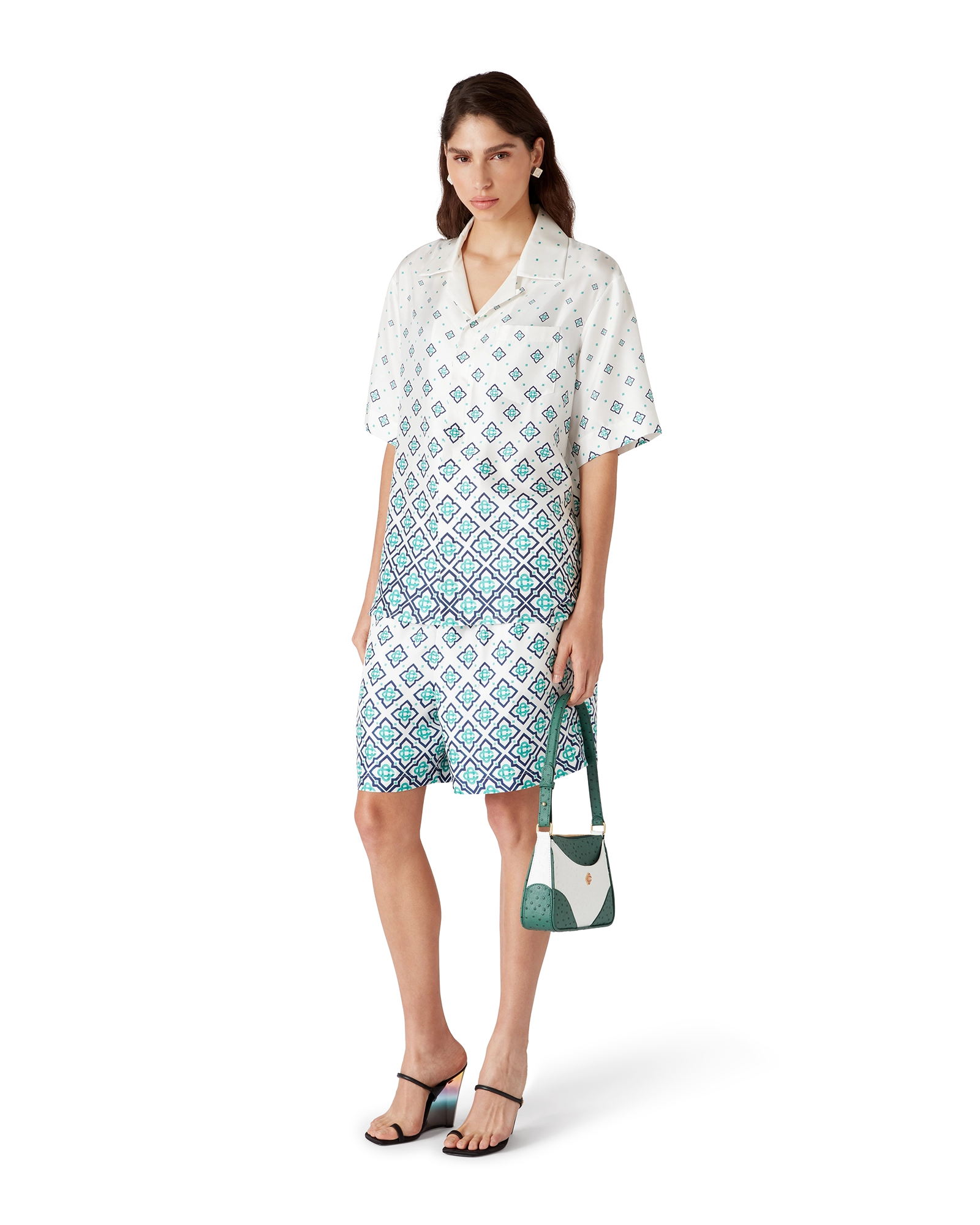 Gradient Monogram Short-Sleeve Silk Shirt - Image 2