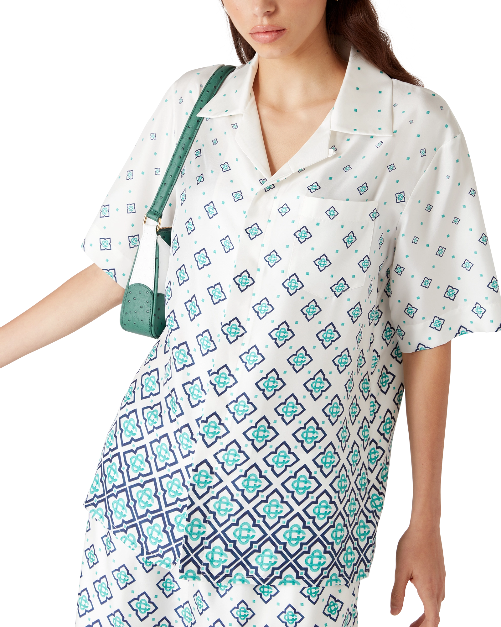 Gradient Monogram Short-Sleeve Silk Shirt - Image 4