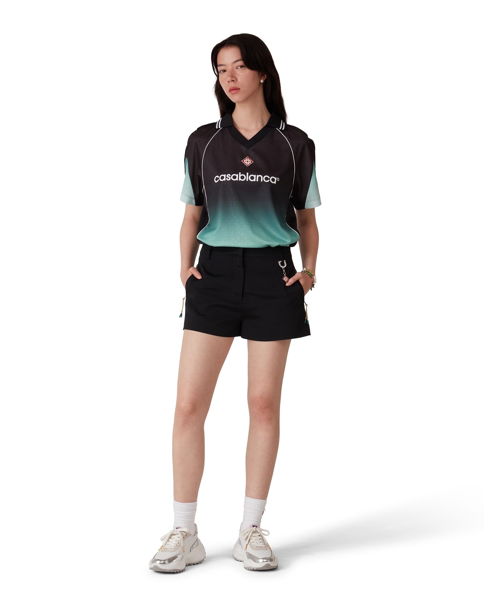 Gradient Monogram Jacquard Football Short Sleeve Shirt - Image 2