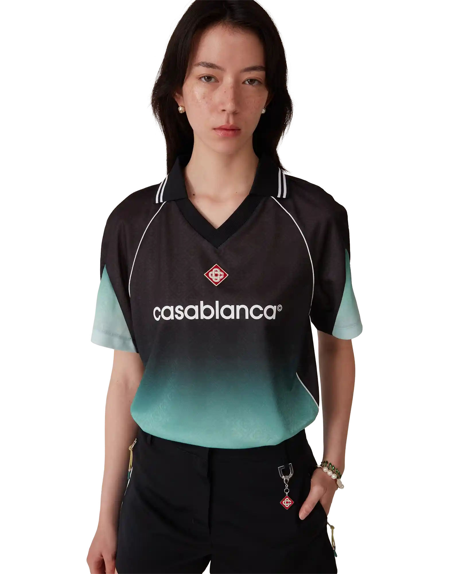 Gradient Monogram Jacquard Football Short Sleeve Shirt - Image 4