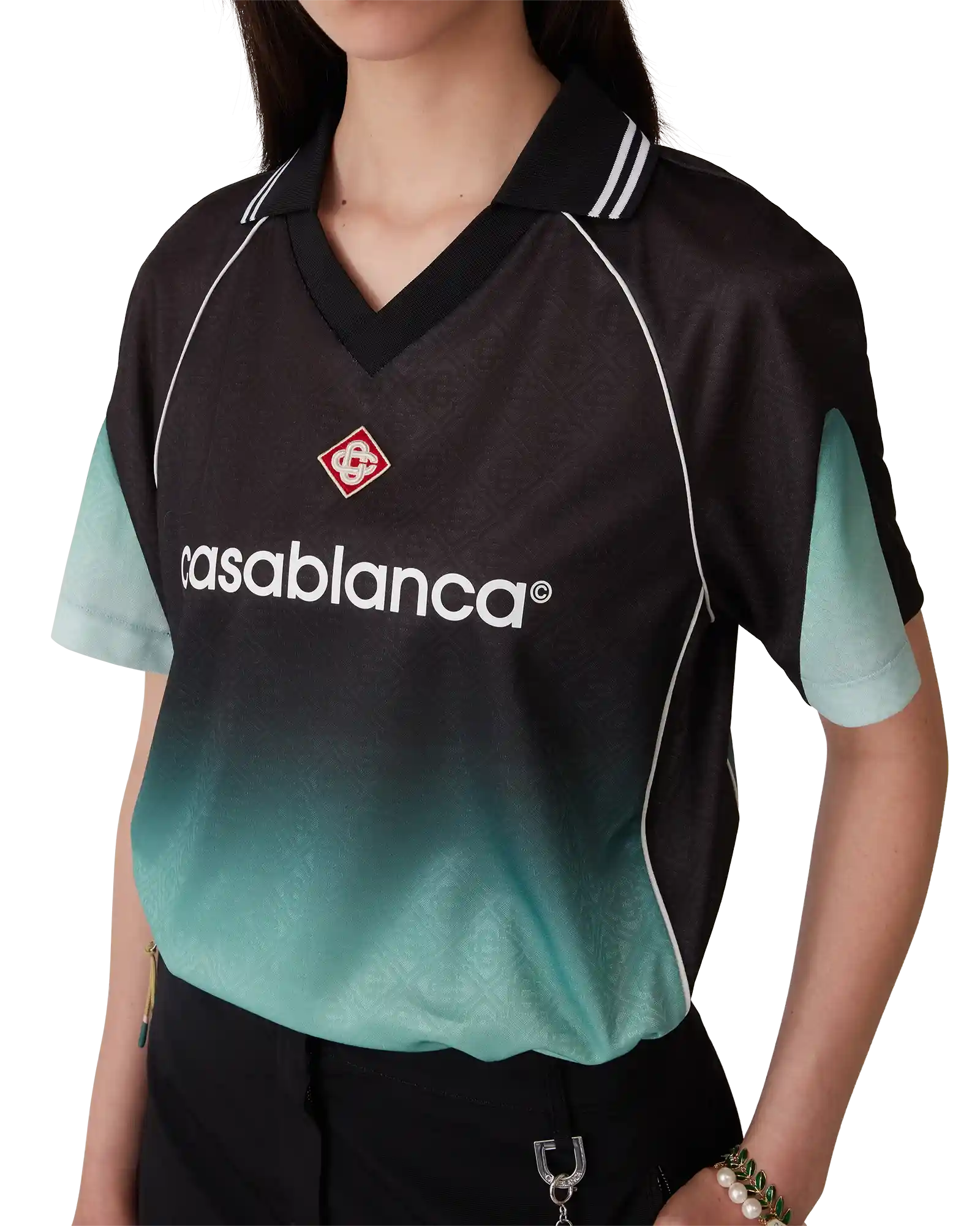 Gradient Monogram Jacquard Football Short Sleeve Shirt - Image 5