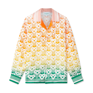 Gradient Heart Monogram Long Sleeve Silk Shirt