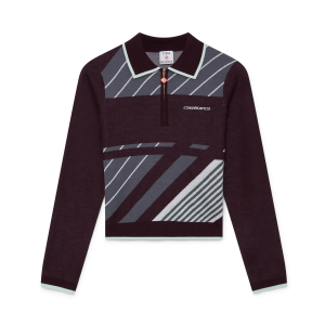 Diagonal Tennis Merino Long Sleeve Polo Shirt