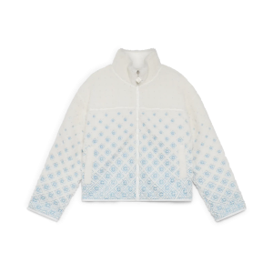 Embroidered Gradient Monogram Cropped Fleece Jacket