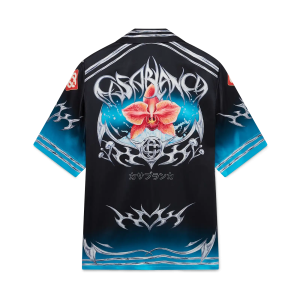 Blades Short Sleeve Silk Satin Shirt