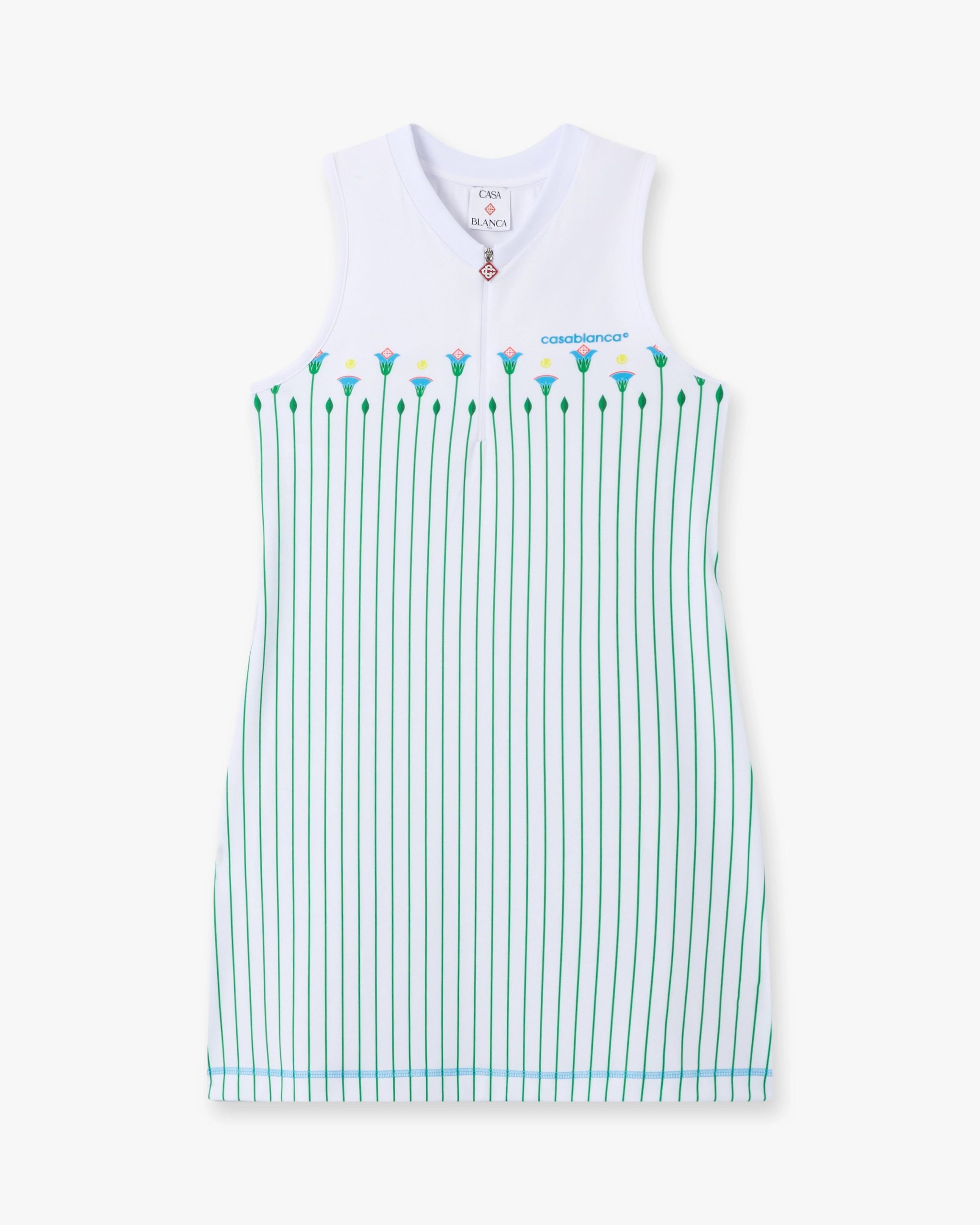 White Floral Stripe Sporty Tennis Mini Dress