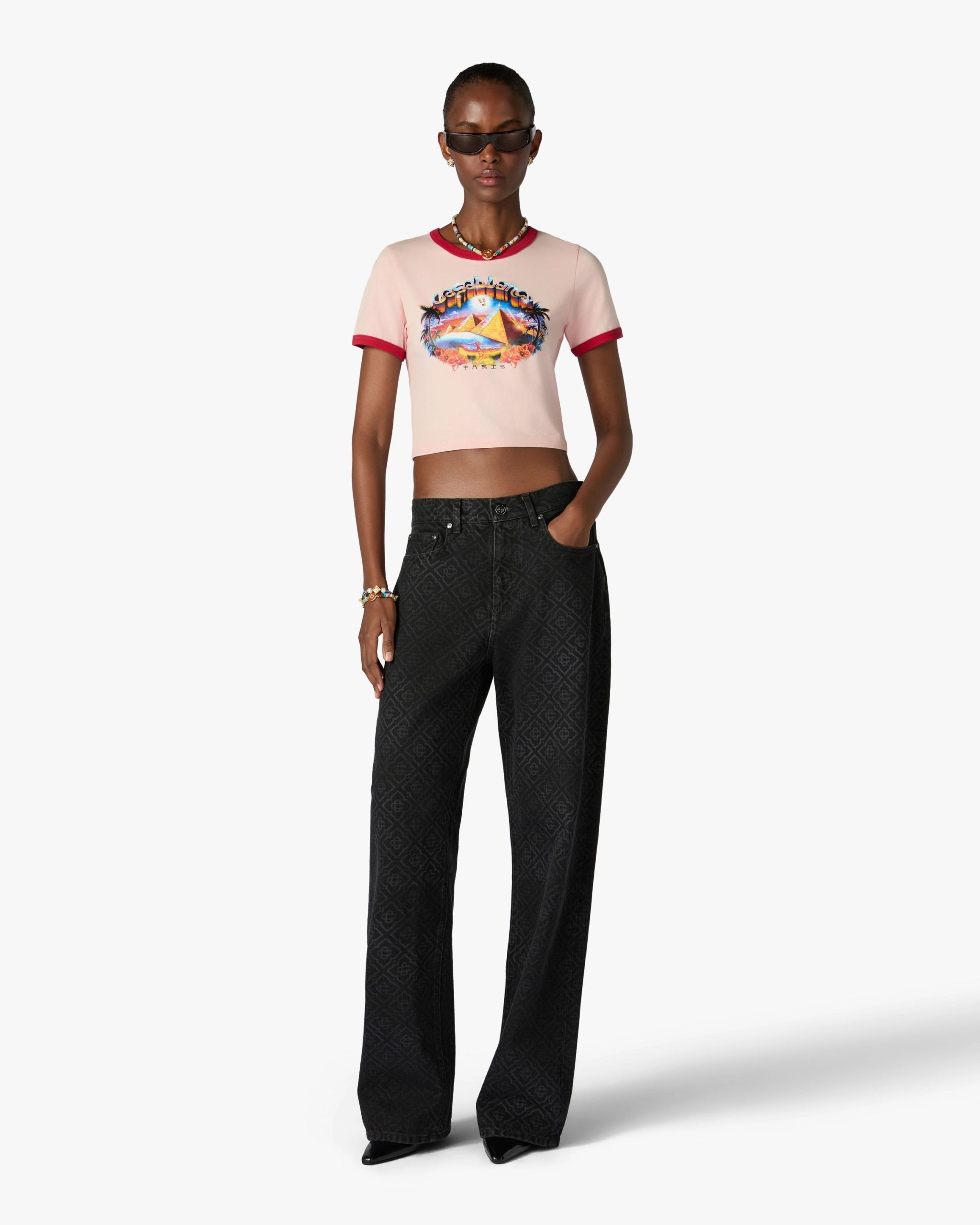 Pink Pyramid Tourism Cropped Baby Short Sleeve T-Shirt - Image 2