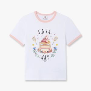 White Casa Way Ringer Short Sleeve T-Shirt