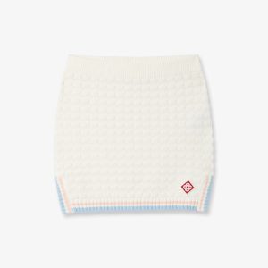 White Boucle Tennis Mini Skirt