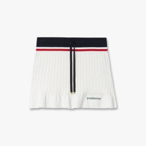 Cream & Navy Knit Tennis Mini Skirt