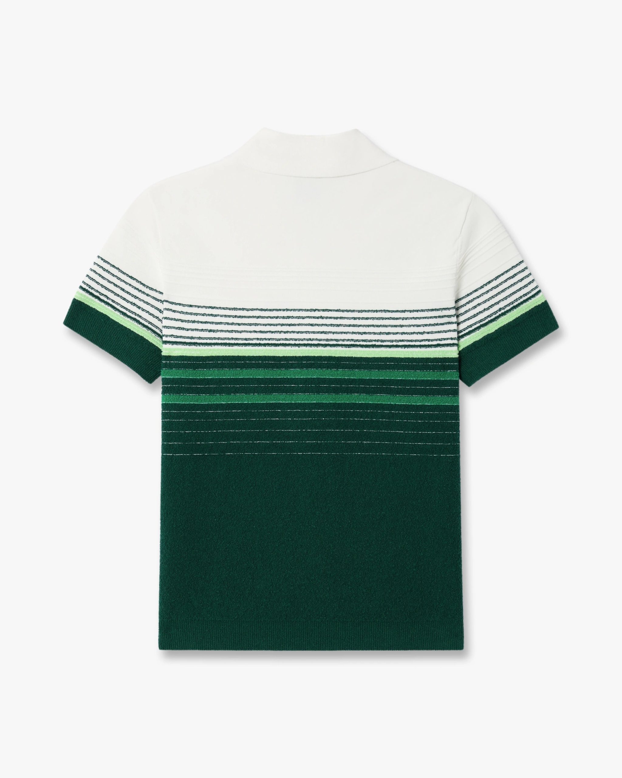 White & Green Boucle Stripe Short Sleeve Polo Shirt - Image 6