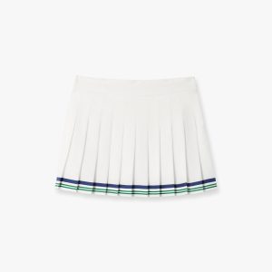White Hotel Emblem Pleated Mini Silk Skirt