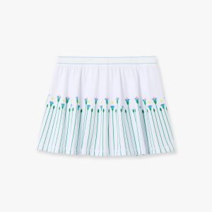 White Floral Stripe Sporty Tennis Mini Skirt