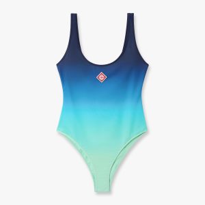 Blue & Green Gradient Printed Swimsuit