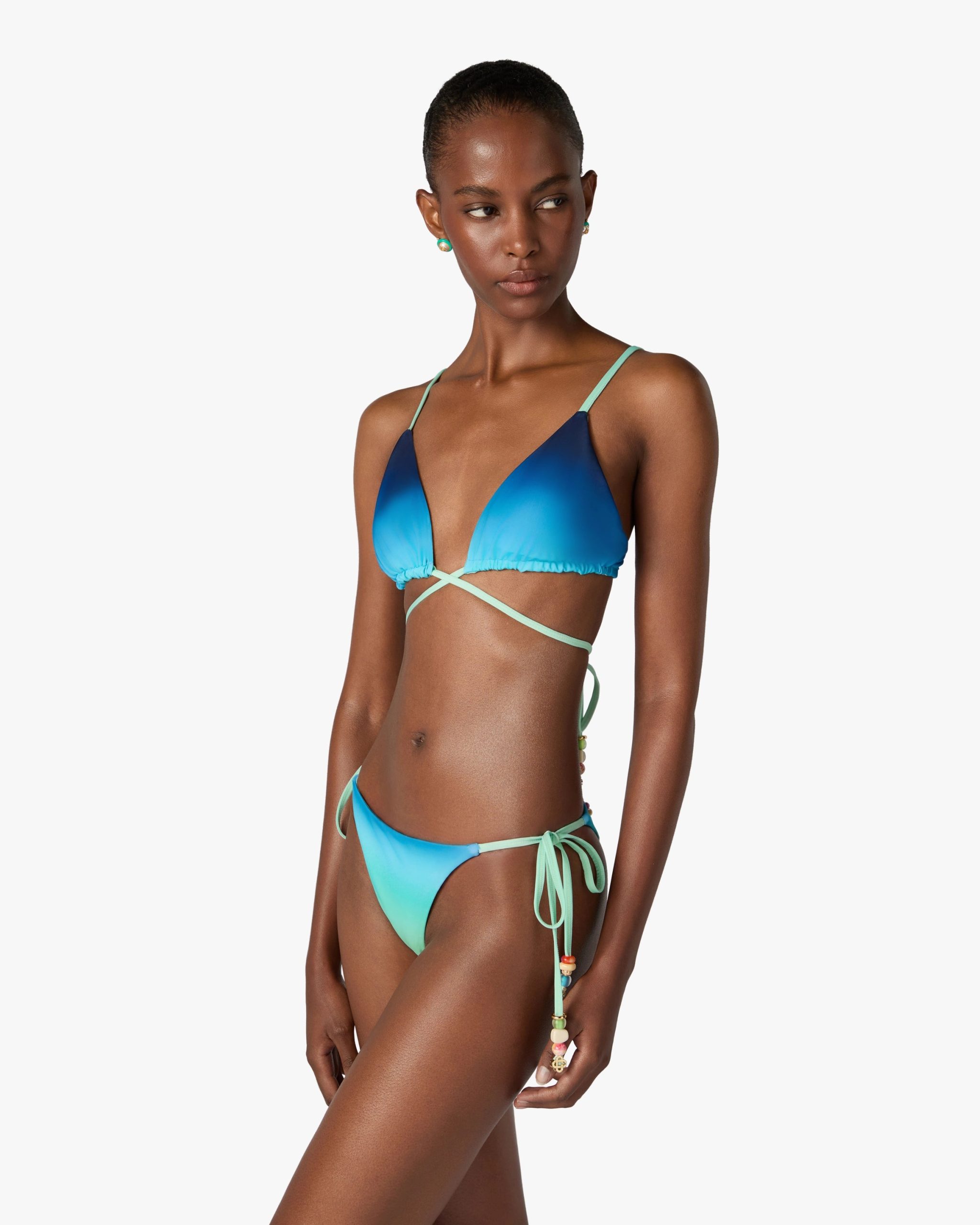 Blue & Green Gradient String Beaded Bikini Bottom - Image 2