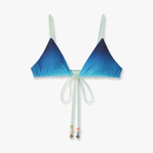 Blue & Green Gradient String Beaded Bikini Top