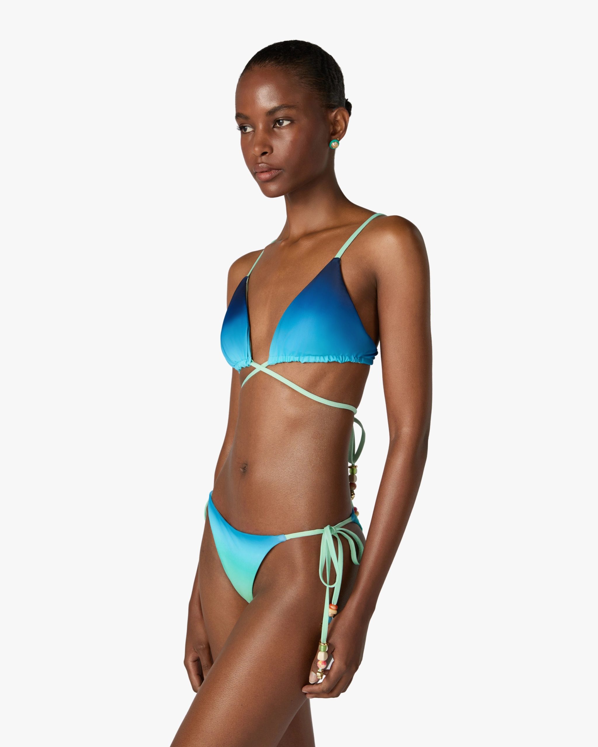 Blue & Green Gradient String Beaded Bikini Top - Image 2