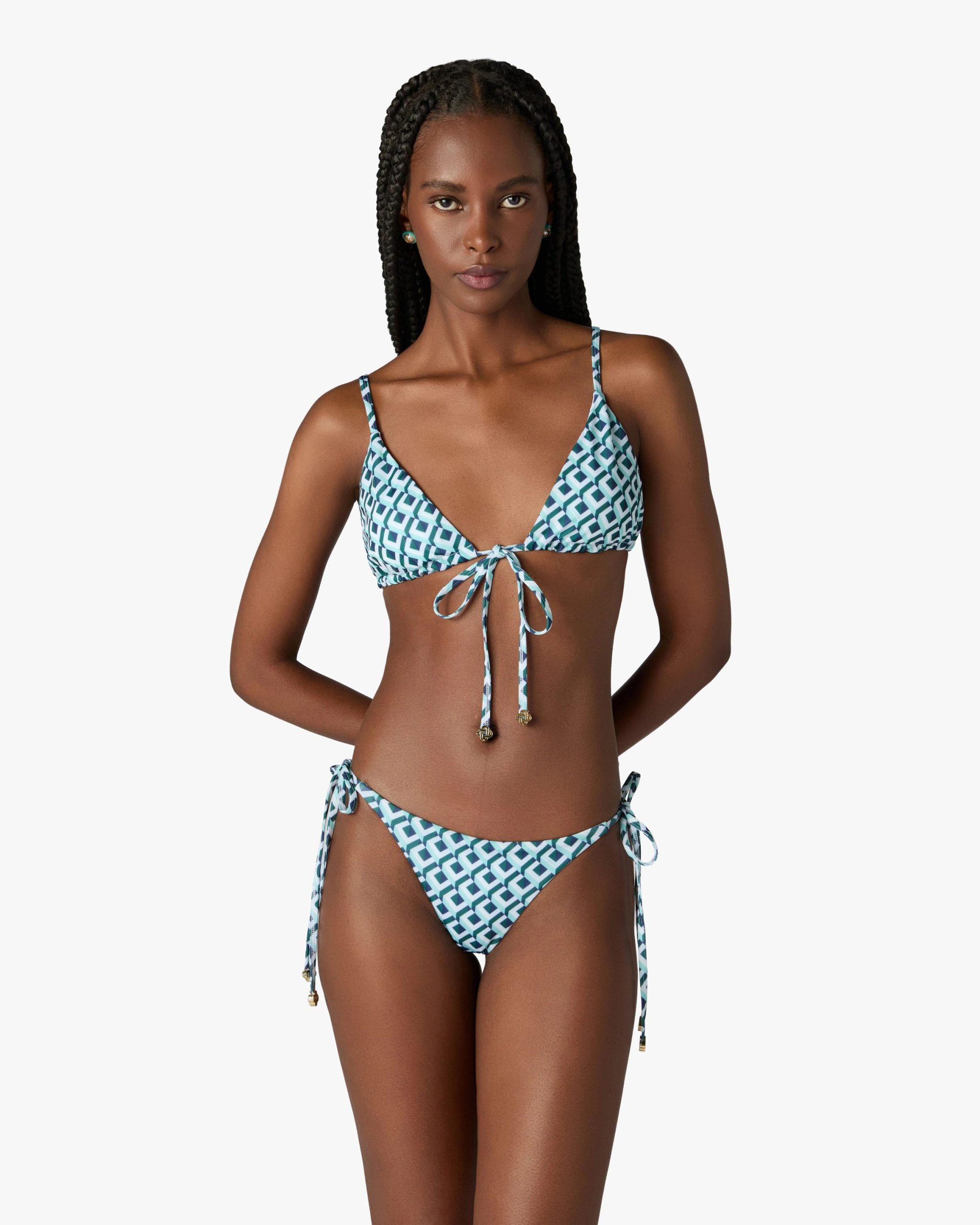 Green Cubist CC Monogram String Bikini Top - Image 2