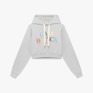 Grey Stacked Logo Hooded Sweatshirt