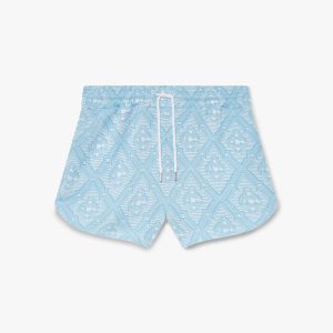 Pale Blue and White Jacquard Shorts