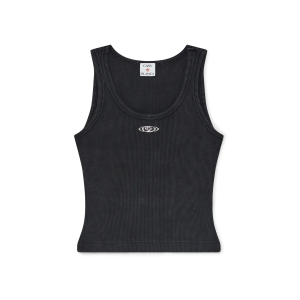 Faded Black Ribbed Tank Top