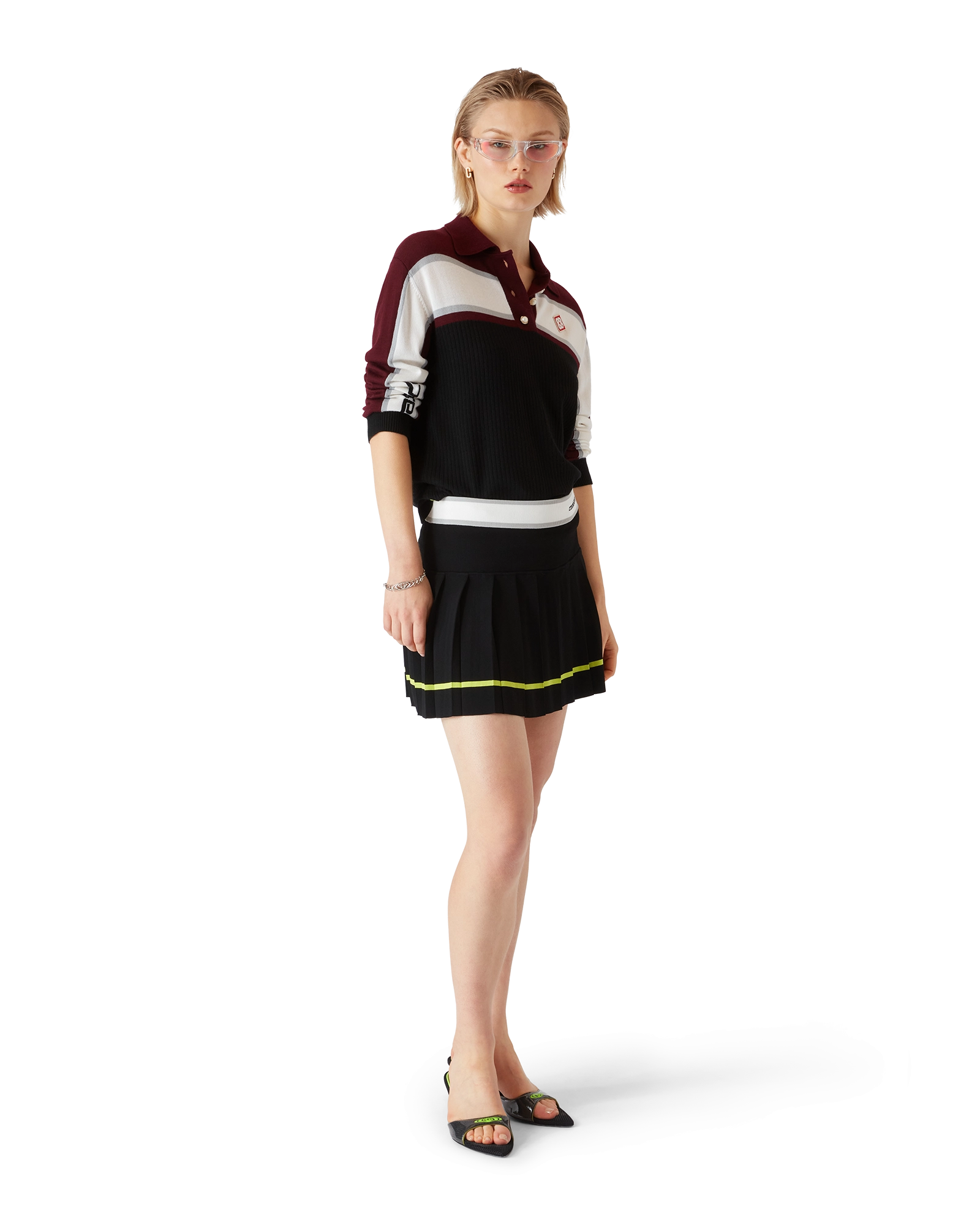 Striped Oversized Long Sleeve Polo Shirt - Image 2