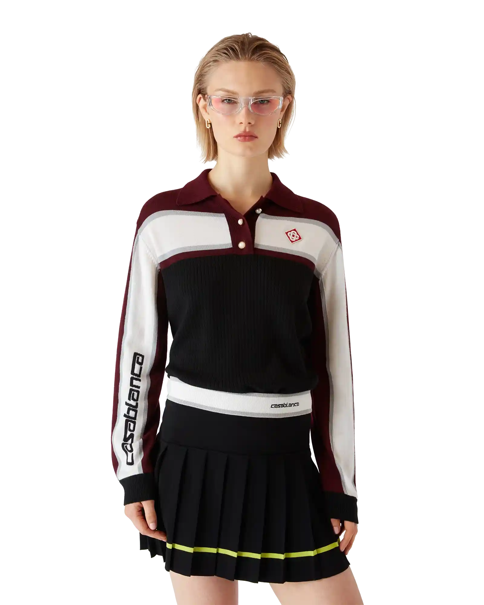 Striped Oversized Long Sleeve Polo Shirt - Image 4